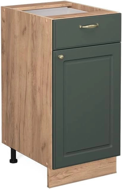 Mobiletto base per cucina Fame-Line, Verde-oro Country House, 40 cm senza piano di lavoro, per la combinazione con altri moduli della serie Fame-Line