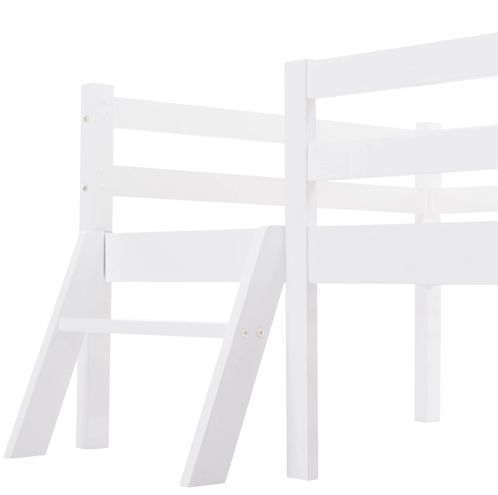 Letto a soppalco per bambini 90x200 cm bianco con scala, cassetto e rete