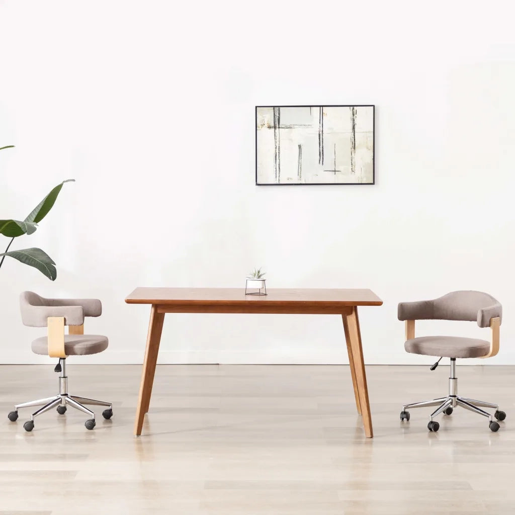 Sedia da Pranzo Girevole Grigio Talpa Legno Ricurvo e Tessuto