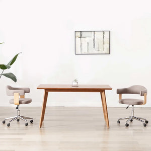 Sedia da Pranzo Girevole Grigio Talpa Legno Ricurvo e Tessuto