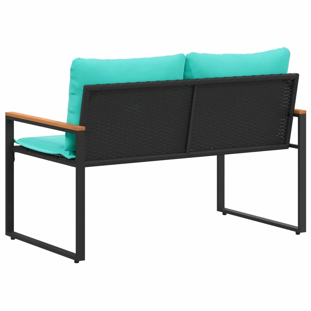 panchina con cuscino Nero e Turchese 115 x 65 x 72 cm Rattan 42026945