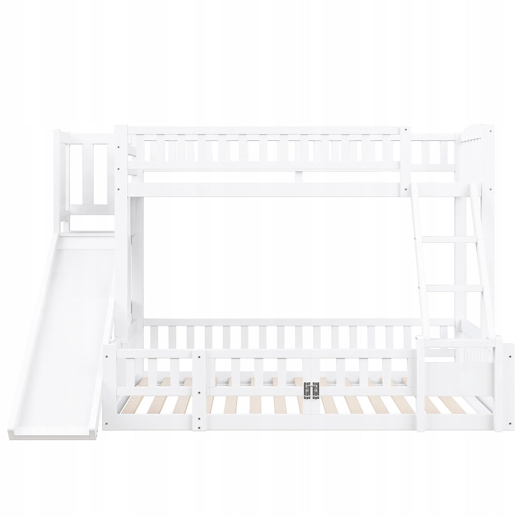 Letto a castello con scivolo - Xylo - 90/140x200 cm - Bianco - Senza materasso
