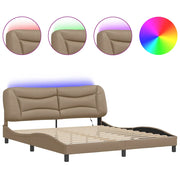 Letto matrimoniale | Letto per adulti | Giroletto con LED senza Materasso Hvar Cappuccino 180x200 cm