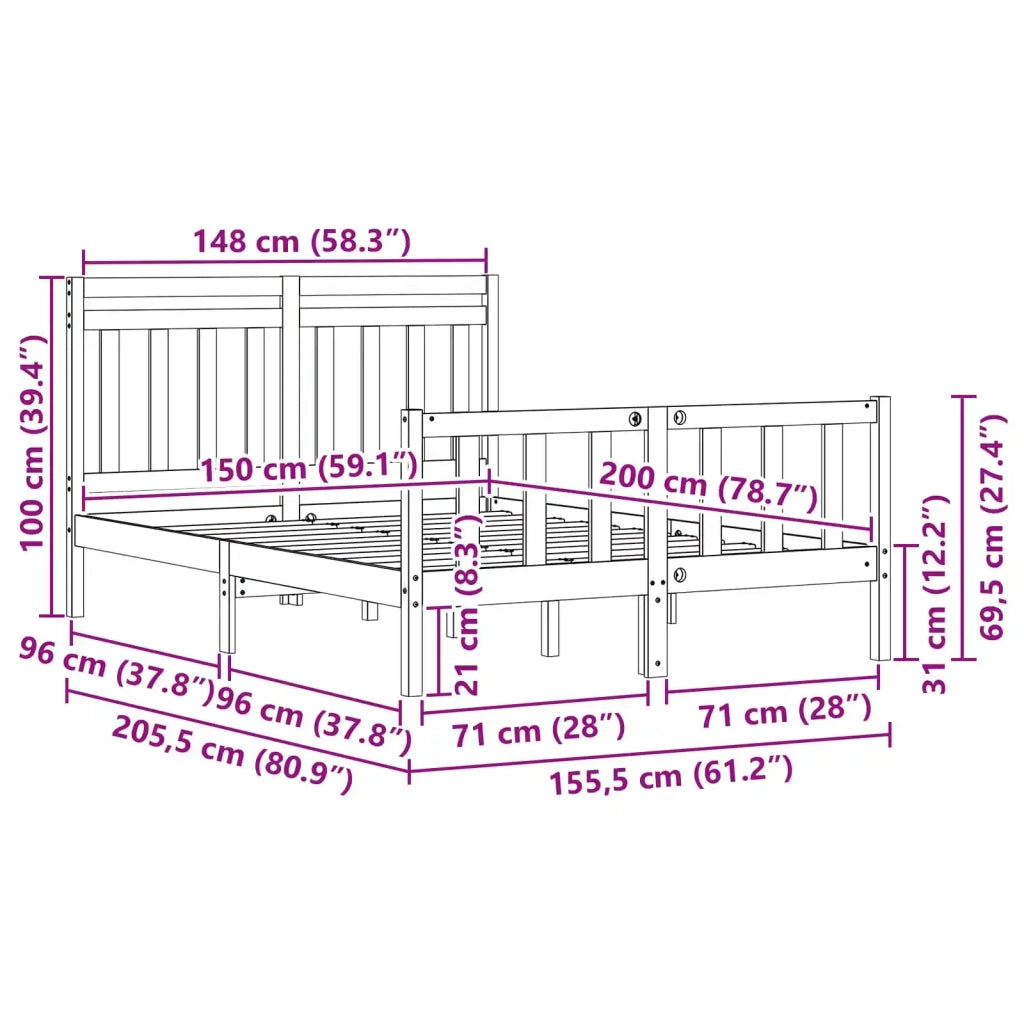 Struttura del letto Marrone cerato 205,5 x 155,5 x 100 cm 3418133