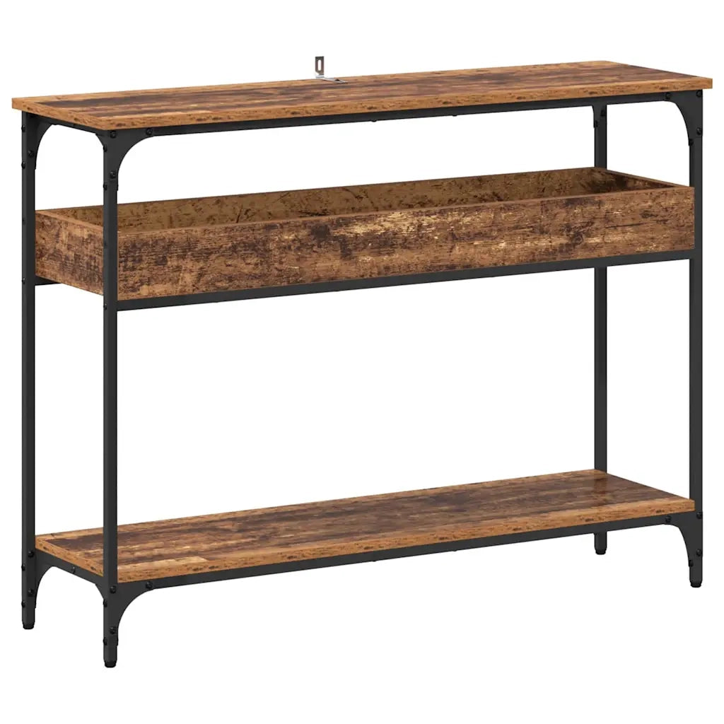 Tavolo Consolle | Tavolo d'Ingresso con lo scaffale Legno vecchio 100 x 29 x 75 cm