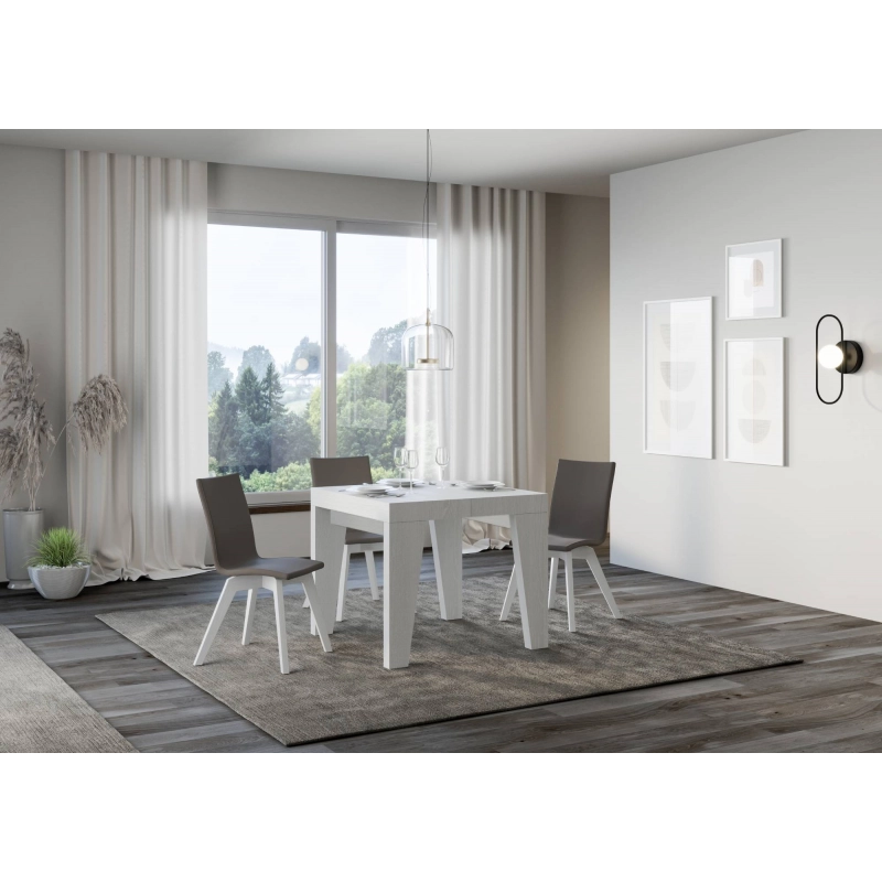 Tavolo allungabile 90x90/246 cm Naxy - Bianco Frassino
