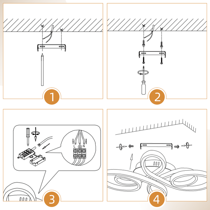 ZMH Lampada da soffitto plafoniera LED moderna nera 40cm 30W 3000K bianco caldo