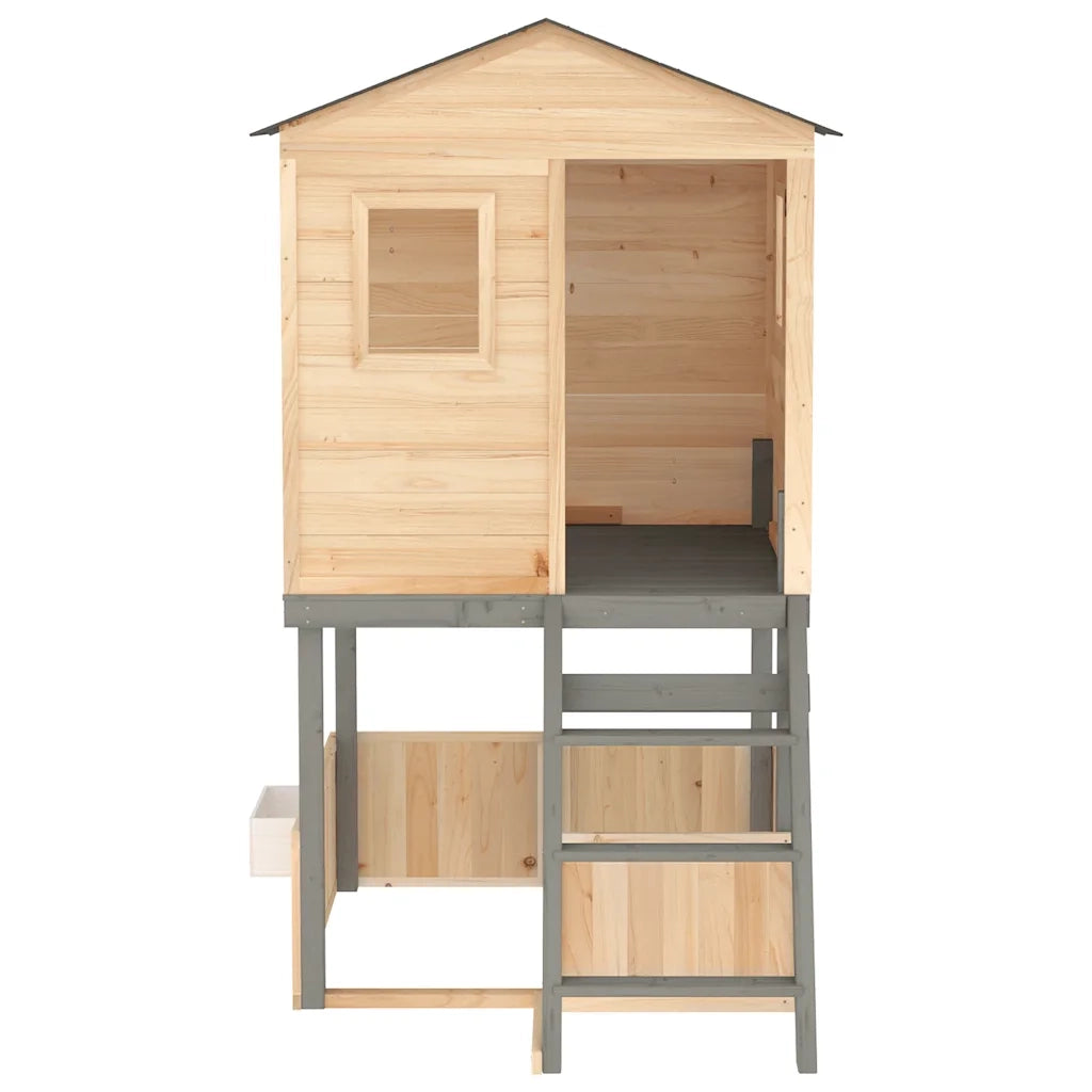 Set da Gioco da Esterno in Legno Massello di Abete Grigio Scuro