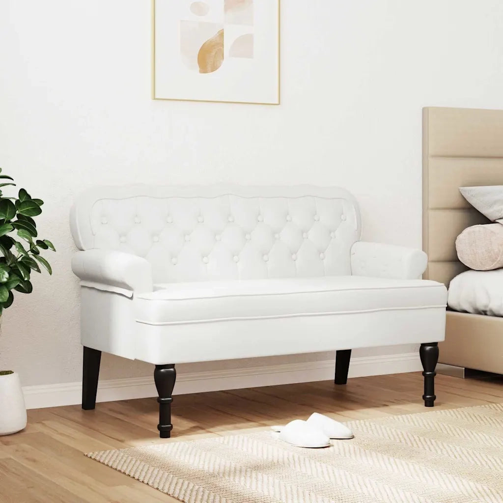 Panca Chesterfield-Sgabello-Divano Bianco 119,5 x 64,5 x 75 cm Pelle Sintetica