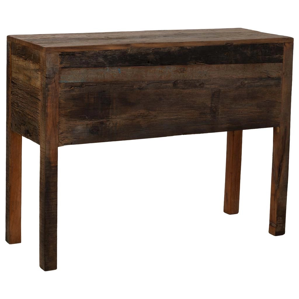 Mobile da ingresso in legno con 5 cassetti marrone, 110x40x85h cm