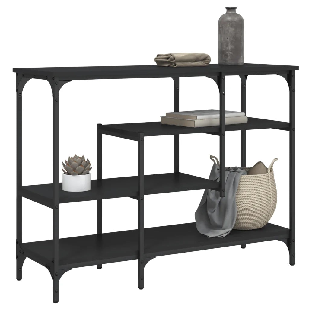 Tavolino Consolle con Ripiani-Tavolino da soggiorno Nero 100x35x75 cm 740197
