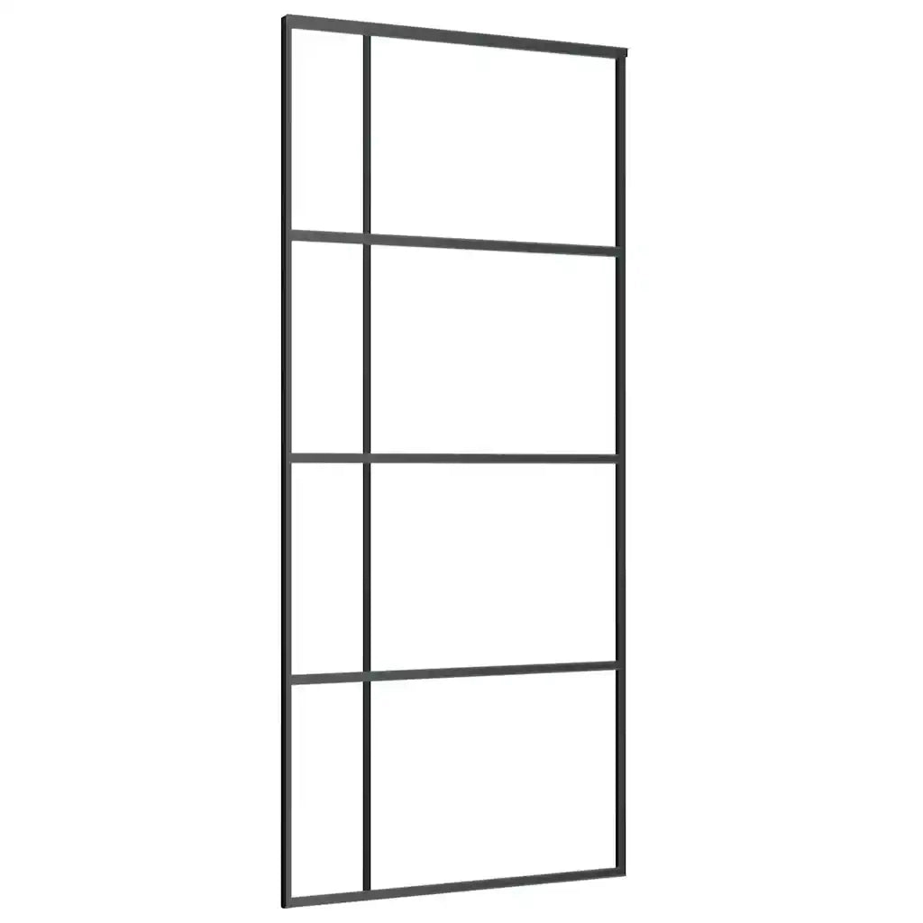 Porta Scorrevole con Ferramenta Nera 90x205 cm in Vetro ESG