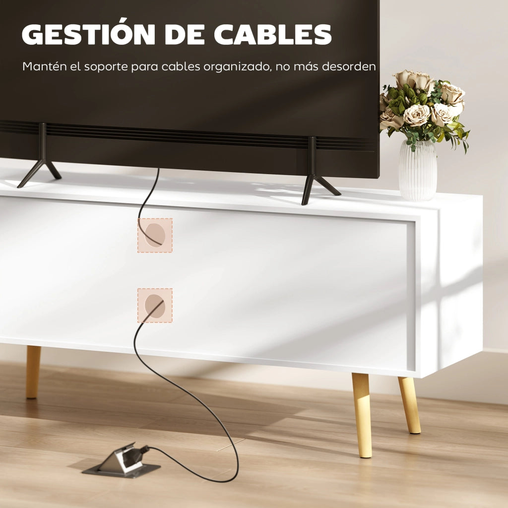 Mobile TV con 2 ante e 2 ripiani ¨C Zephmum ¨C Bianco 120x50x34 cm