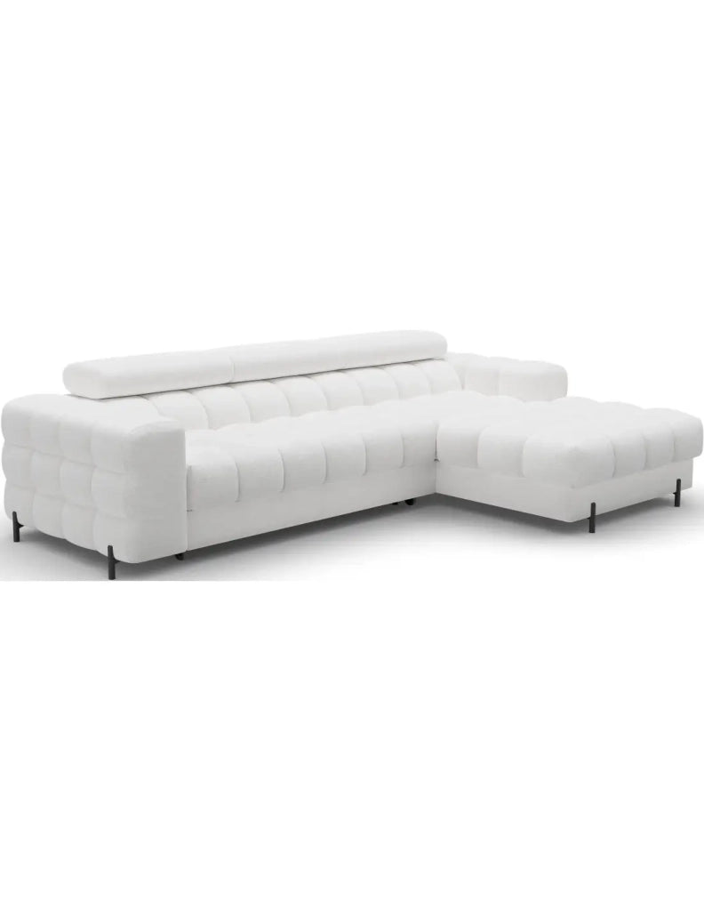 Divano ad angolo destro convertibile Bianco stile contemporaneo 285x99x181cm FILTRO