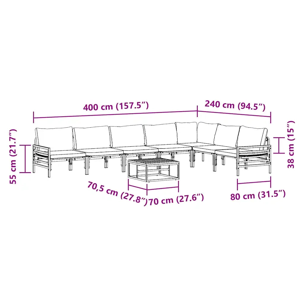 vidaXL Set Divano da Giardino 8 pcs Antracite Acciaio