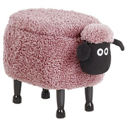 Pouf animaletto Sgabello per bambini Poggiapiedi in pelliccia sintetica rosa con gambe in legno portaoggetti Seggiolino per bambini