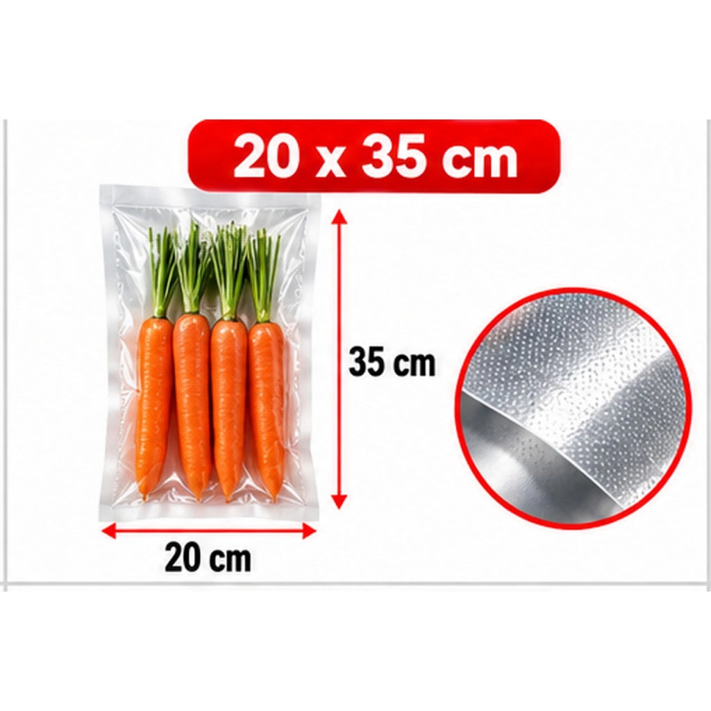 50 Sacchetti Sottovuoto Goffrati per Alimenti Buste Conservazione Varie Misure DIMENSIONE: 20x35cm