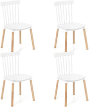 Set di 4 sedie da pranzo, sedia da cucina con schienale curvo e gambe in legno di faggio, portata fino a 150 kg, sedie per sala da pranzo, ristorante e caffetteria (bianco)
