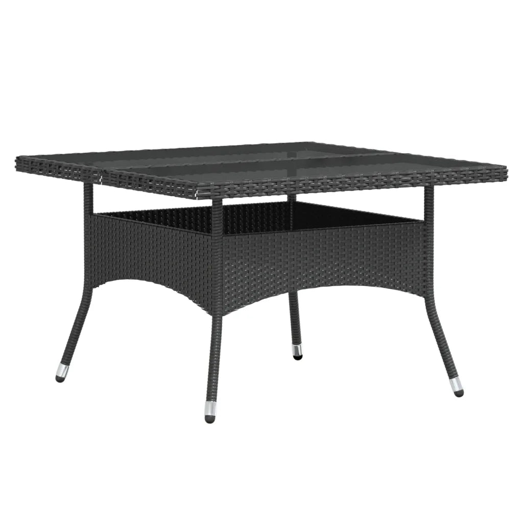 Set Pranzo da Giardino 5 pz  Polyrattan e Vetro Temperato Nero 3058348