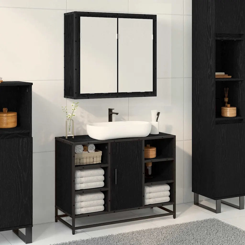 Scaffale da parete con lo scaffale Rovere Nero 65 x 20 x 60 cm