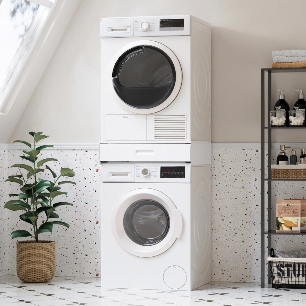 Kit di Sovrapposizione Buxton per Lavatrice e Asciugatrice con Cassetto - Bianco [en.casa]