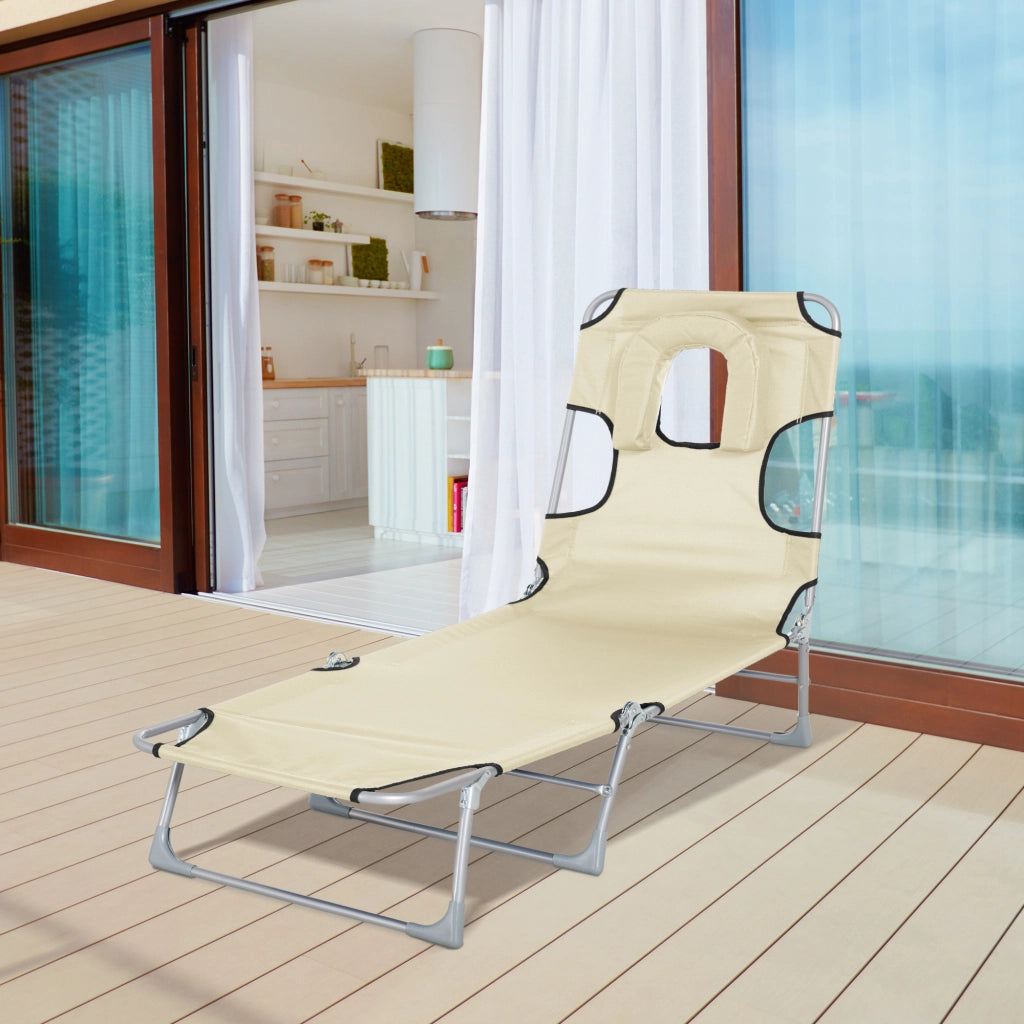 Tumbona reclinabile pieghevole da giardino ¨C zephmum ¨C 182x56x28 beige