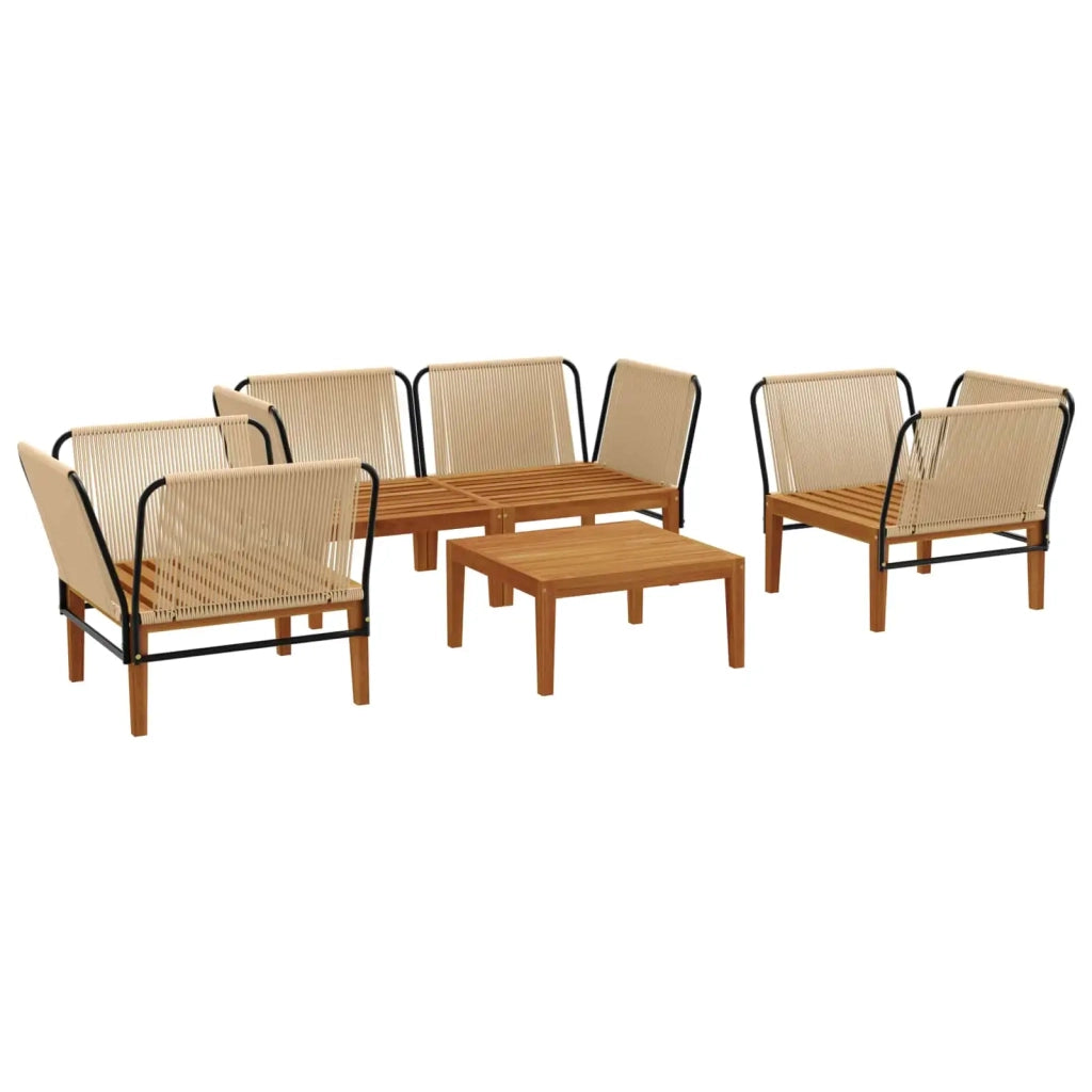 5 pcs Legno massiccio di acacia e corda Naturale 3407776