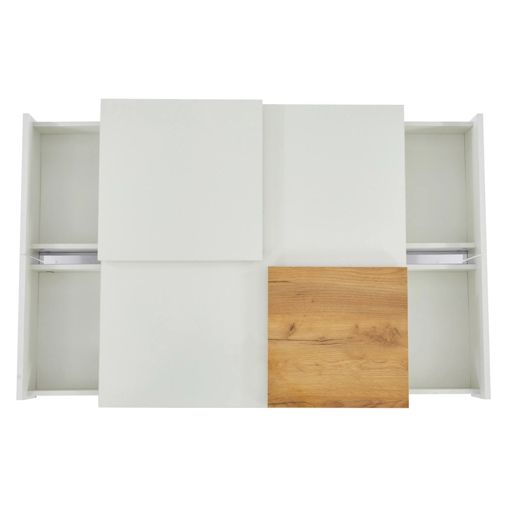 TAVOLINO DA CAFFÈ quadrato lucido bianco 75x75x33,5 cm con 4 cassetti