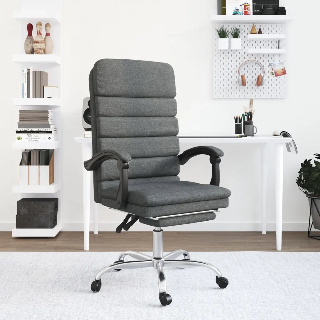 Sedia da Ufficio Massaggio Reclinabile Grigio Scuro in Tessuto 349726