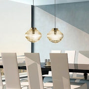 Bonnie Lampada a sospensione in vetro soffiato Ambra lavorazione rigadin struttura in metallo grigio diametro 27.5 cm altezza 313 cm E27 IP20 indoor