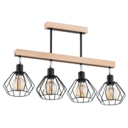 Plafoniera a barra scandinava legno/nero 4xE27 PILAR Alfa