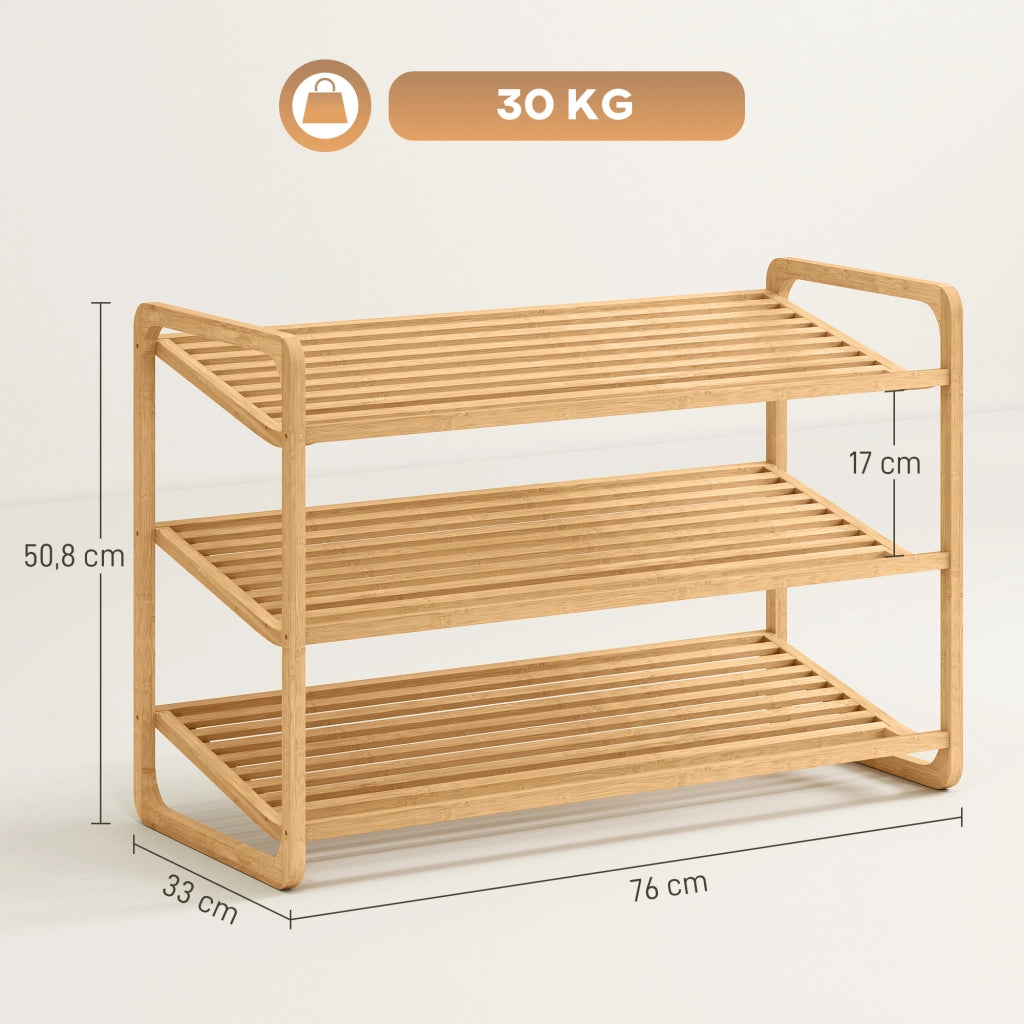Scarpiera in bambu' 3 livelli 12 paia ¨C zephmum ¨C 76x33x51cm
