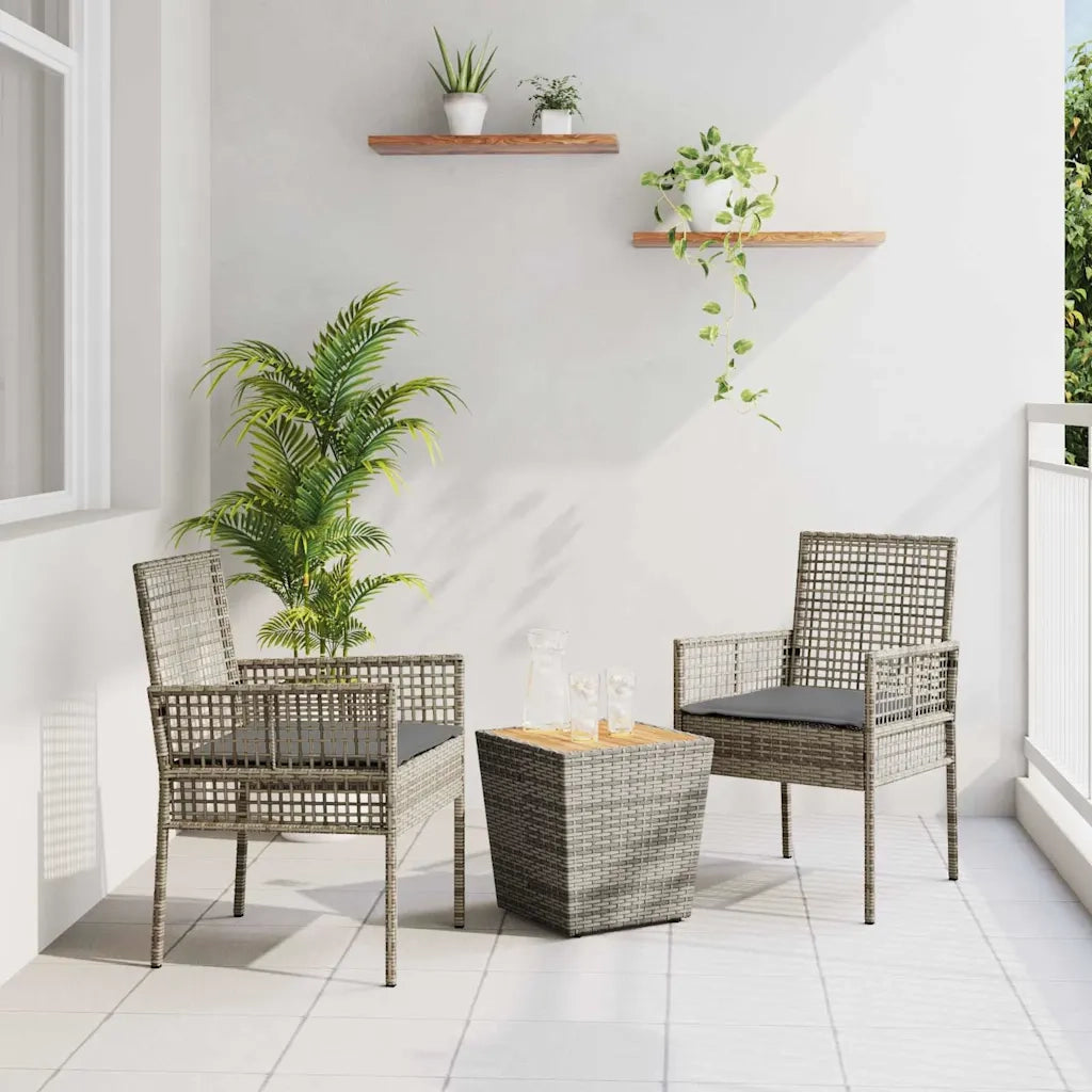 Set Bistro da Giardino 3 pz | Set Salotto da Giardino Grigio polyrattan