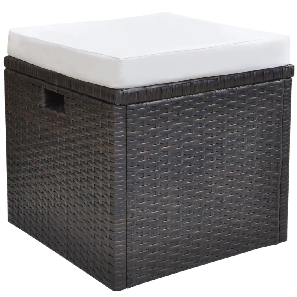 Set da Pranzo da Giardino 6 pz con Cuscini Polyrattan Marrone 42644