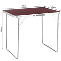 Tavolo Campeggio Picnic con Maniglia Effetto Legno 60x80x68cm Pieghevole Esterni
