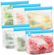 Set di sacchetti in silicone per congelatore, 6-pack con fondo rigido e reutilizzabili, sacchetti per panetteria per prodotti come pane, latte, snack, carne e uova - 28 * 21 * 8
