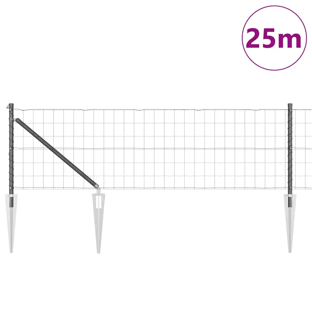 Recinzione con Posto Grigio 0,8 x 25 m Acciaio e PVC 3350683