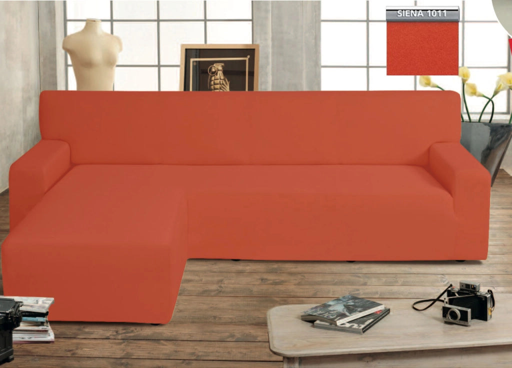 Copridivano Genius Con Penisola Chaise Longue Modello Swing Colore Siena - Sinistra - Siena