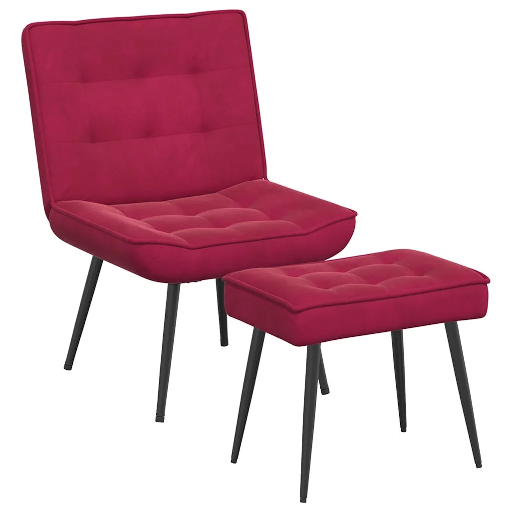 Divano Sedia-Poltrona Relax con Poggiapiedi Rosso Vino in Velluto 354361
