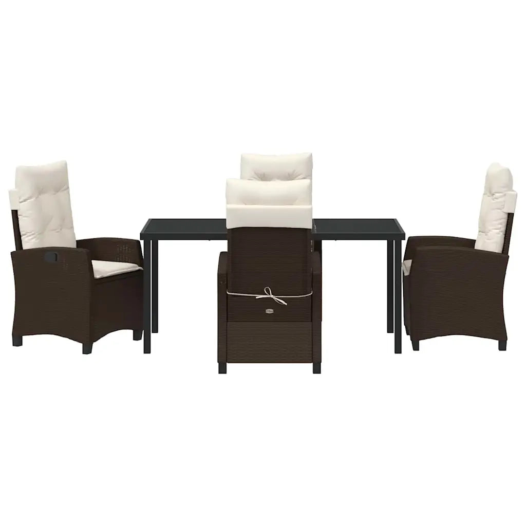 Set da Pranzo per Giardino con cuscino 5 pcs Marrone polyrattan 3380382