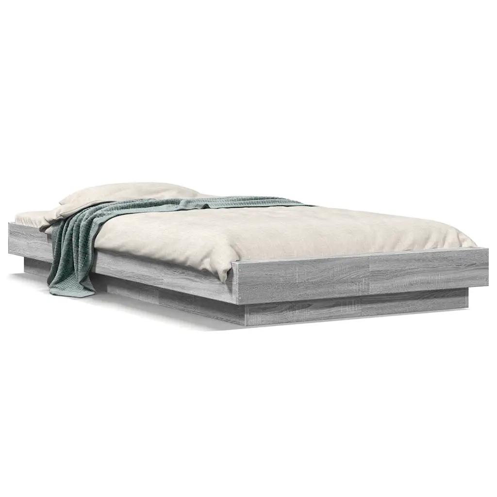 Giroletto Luci LED-Struttura Letto con LED Grigio Sonoma 75x190 cm in Legno Multistrato 928118
