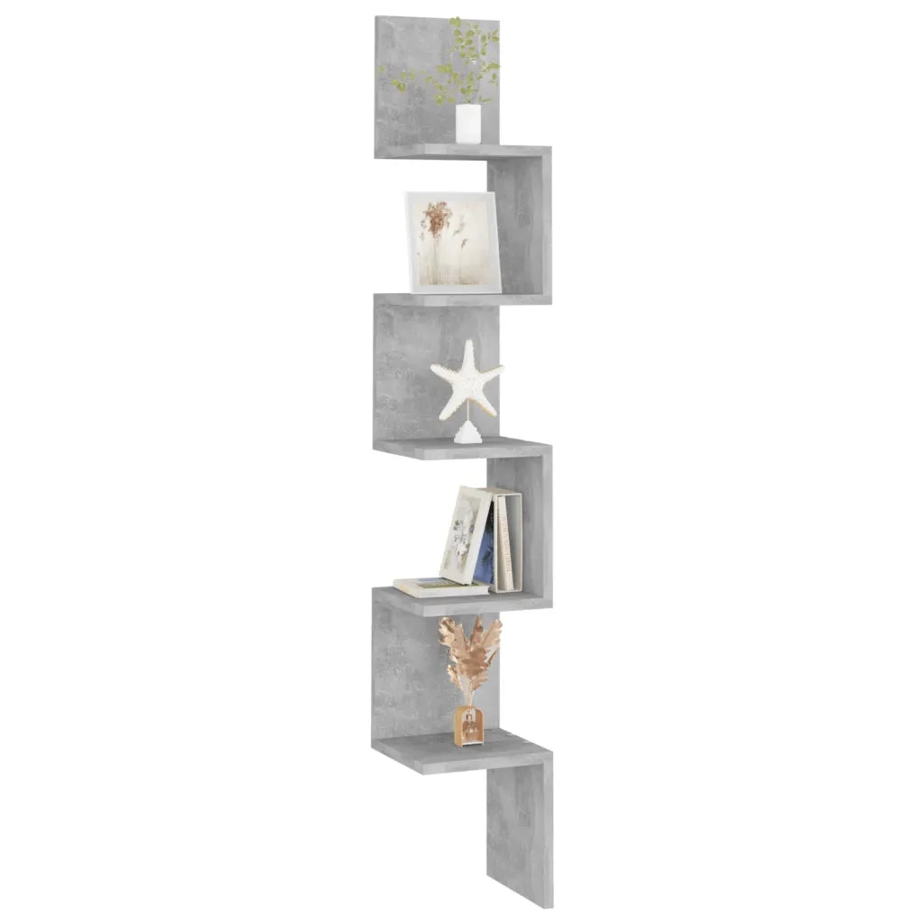 Scaffale Angolare Muro | Mensola a parete Grigio Cemento 20x20x127,5cm Truciolato