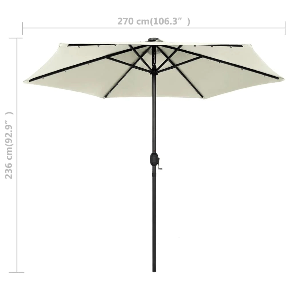 Ombrellone con illuminazione a LED e asta in alluminio da 270 cm colore bianco sabbia codice 02_0008075