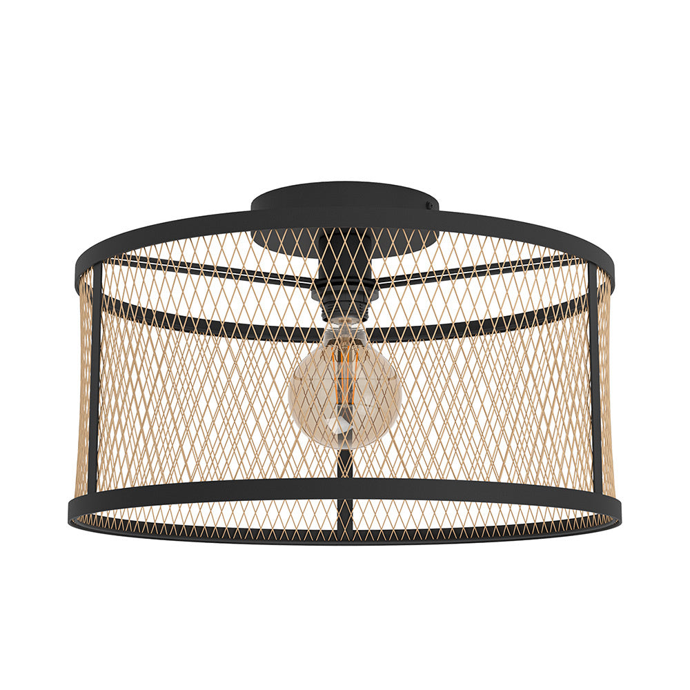 Plafoniera Industrial Dellow 1 Luce Acciaio Nero