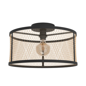 Plafoniera Industrial Dellow 1 Luce Acciaio Nero