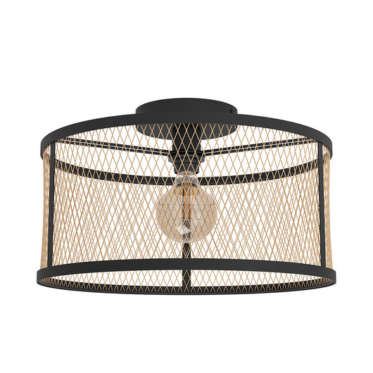 Plafoniera Industrial Dellow 1 Luce Acciaio Nero