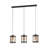Lampadario Industrial Dellow 3 Luci Acciaio Nero