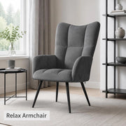 Reclining Armchair In Dark Grey Velvet