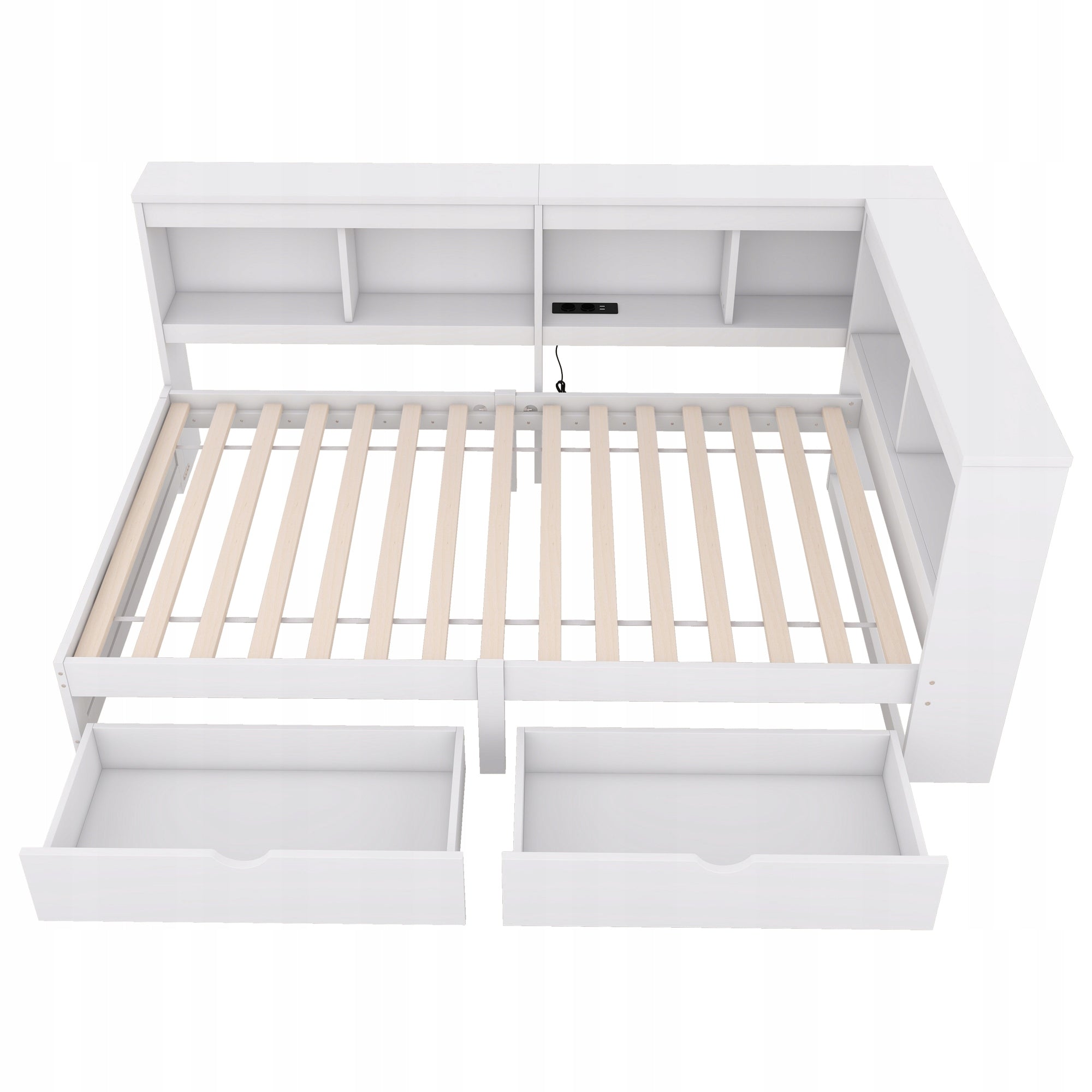 Divano letto 90x200 - Xylo - Bianco con cassetti e USB