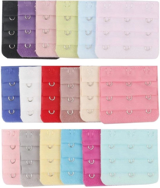 Estensioni reggiseno 18 pezzi - 3 ganci - morbidi/comodi - elastici/flessibili - multicolore - ideali per aumento di peso - estensioni reggiseni